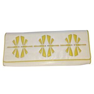 Vintage Kate Spade Oversized Clutch - green 🍏🍋‍🟩and Cream w/Dragonflies